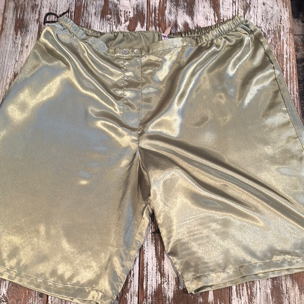 Women’s Green Satin Sleep Shorts